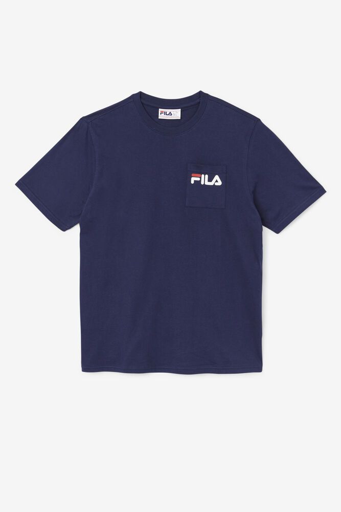 Fila T Skjorte Herre Marineblå Curtis Pocket 983657-EIZ